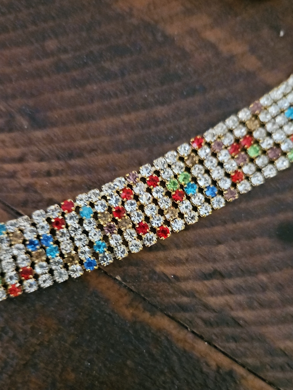Gold-Tone Multicolor Crystal Chain Necklace